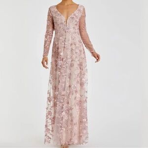 NWT Mac Duggal Pink Long Sleeve Gown